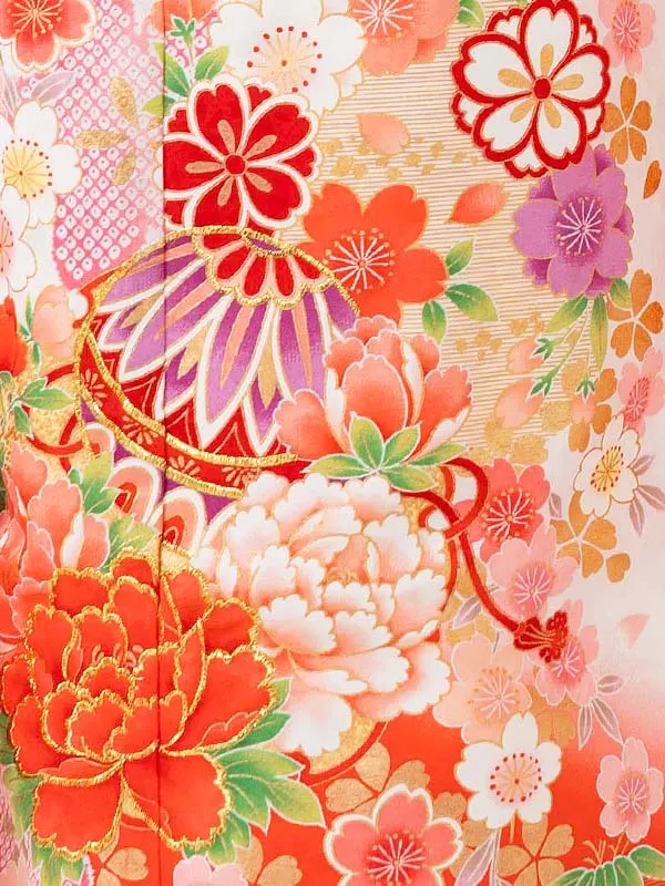 女児７才【刺繍】まりに桜疋田　白