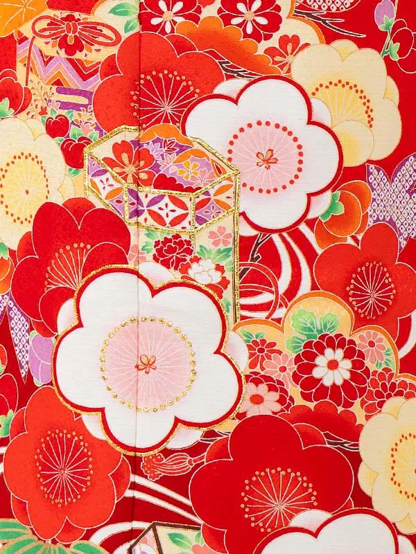 女児７才【刺繍】貝桶　赤