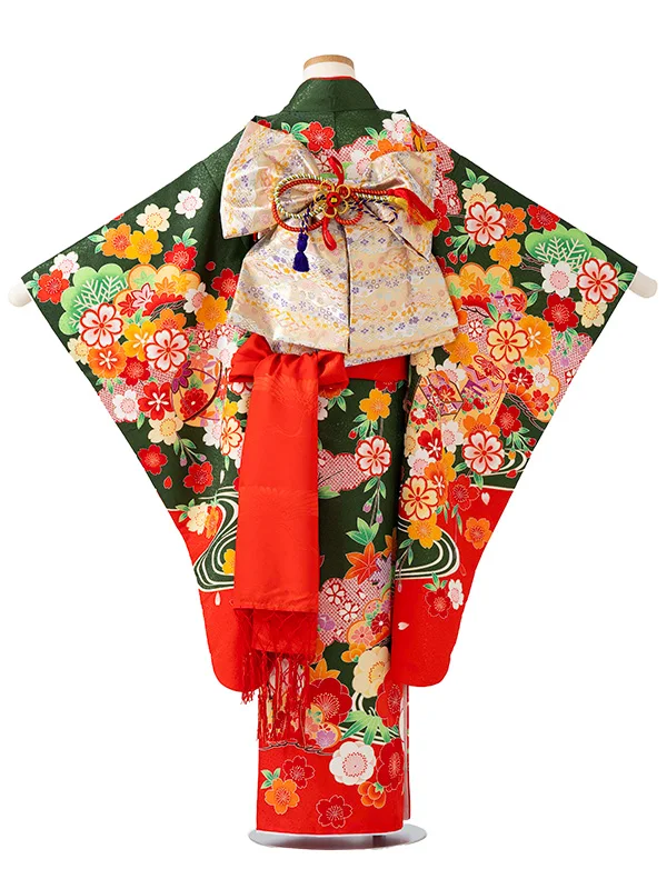 女児７才【刺繍】貝桶　グリーン