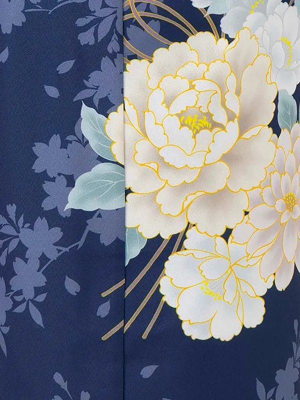 女児７才　小紋　桜シルエット　紺