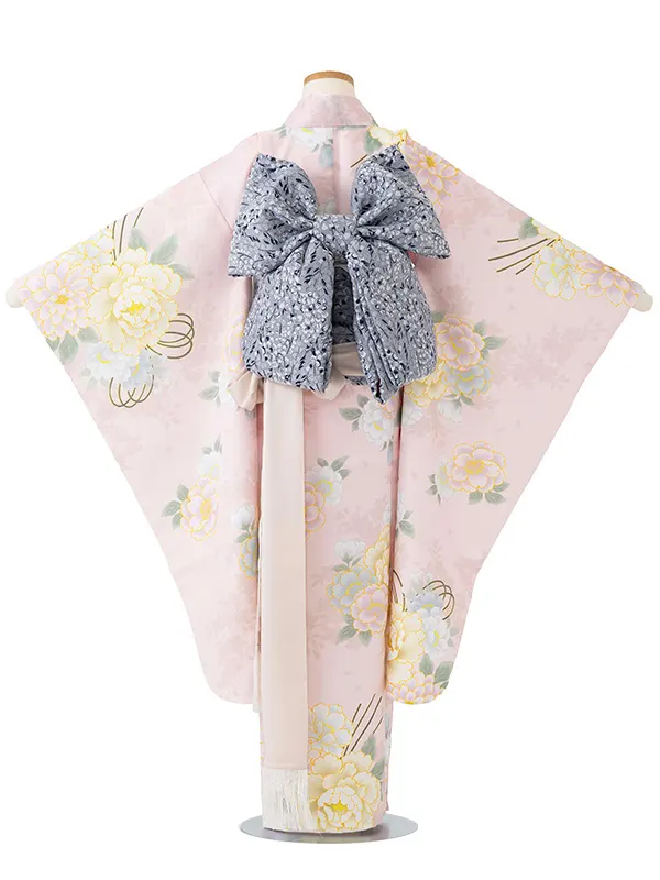 女児７才　小紋　桜シルエット　ピンク