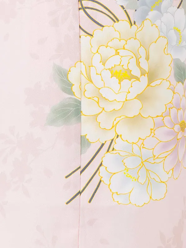 女児７才　小紋　桜シルエット　ピンク