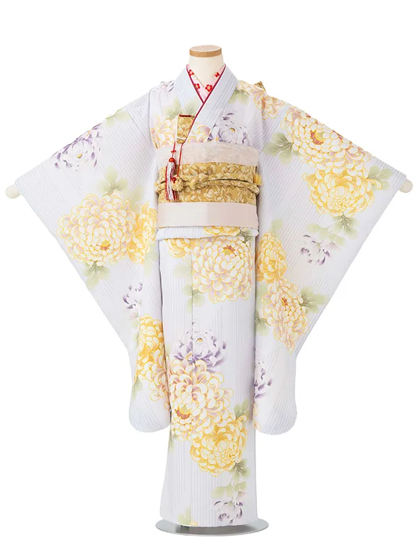 女児７才　小紋　乱菊シルエット　薄ブルー