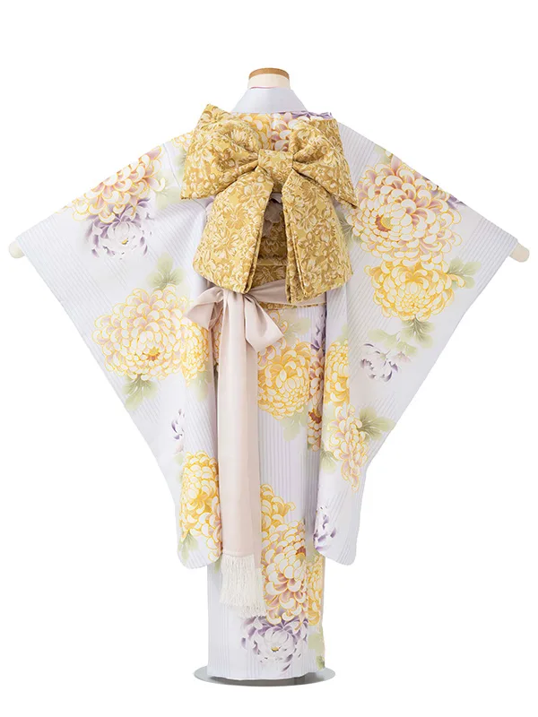 女児７才　小紋　乱菊シルエット　薄ブルー