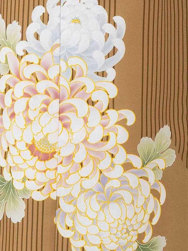 女児７才　小紋　乱菊シルエット　ブラウン