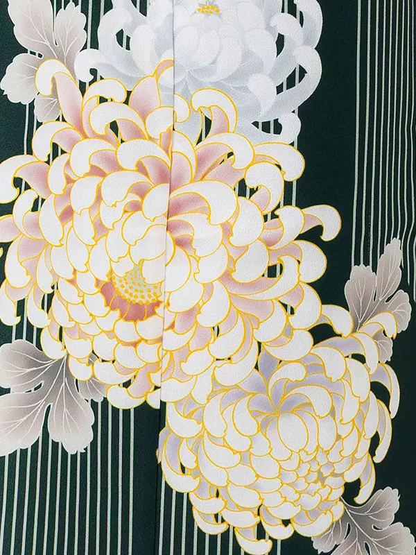 女児７才　小紋　乱菊シルエット　グリーン