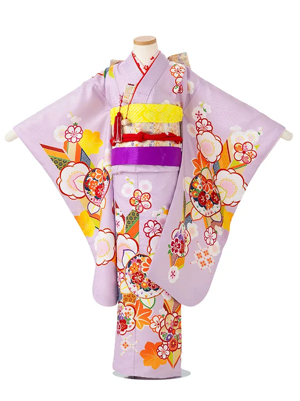 女児７才　【刺繍】橘に矢　藤色