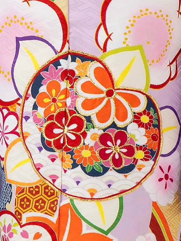 女児７才　【刺繍】橘に矢　藤色