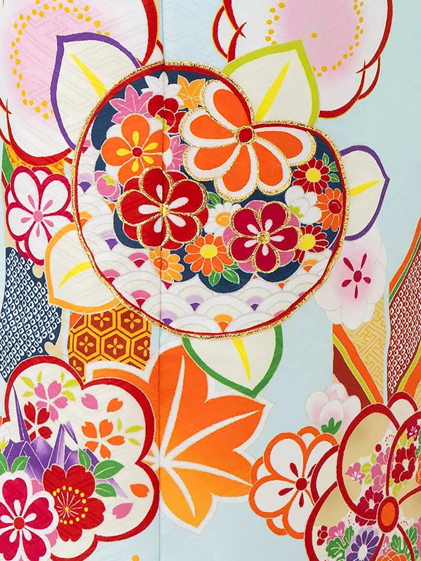 女児７才　【刺繍】橘に矢　ブルー