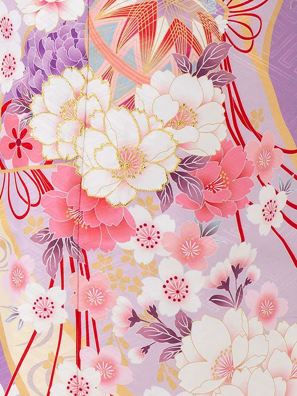 女児７才　【刺繍】まりに桜　藤色