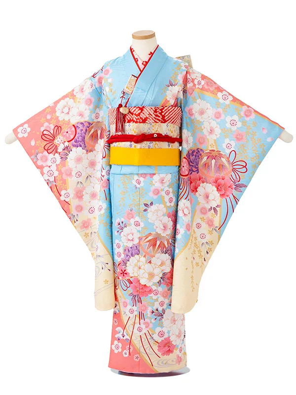 女児７才　【刺繍】まりに桜　ブルー