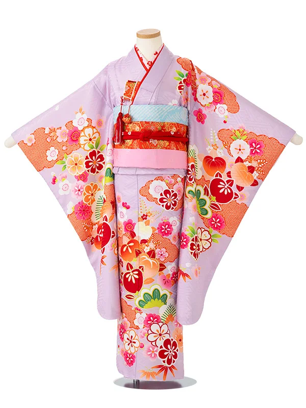 女児７才　【刺繍】橘に疋田　藤色