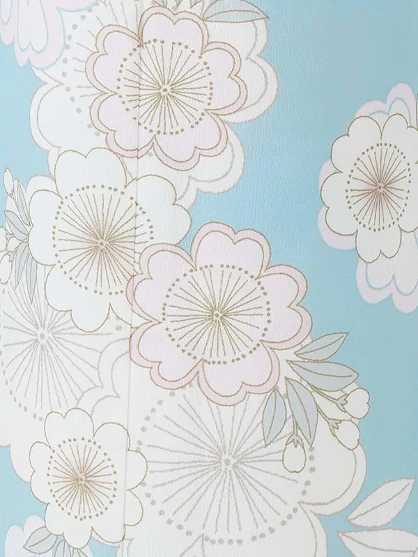 女児７才【絵羽】梅に桜　ブルー