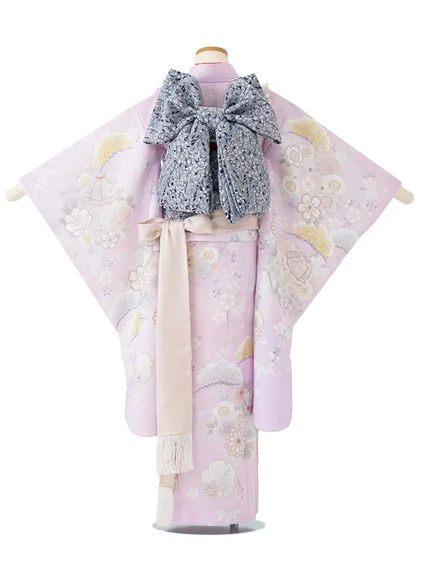 女児７才【絵羽】まりにぼたん　藤色