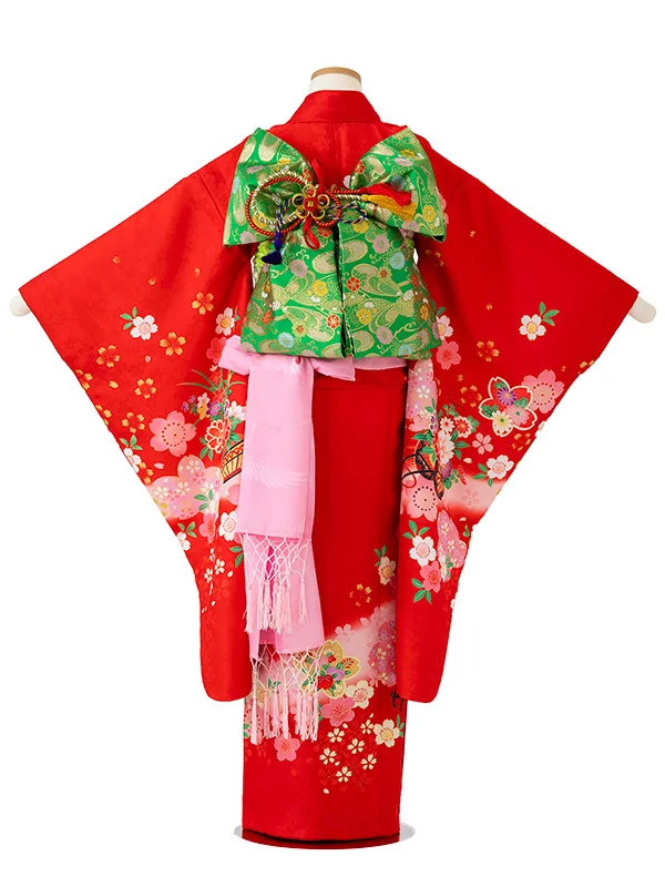 女児７才【絵羽】花車　赤