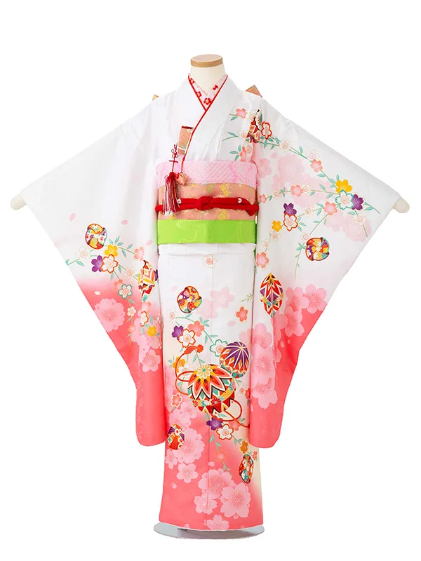 女児７才【絵羽】まり　白ピンク