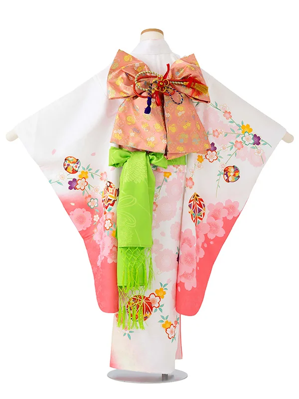 女児７才【絵羽】まり　白ピンク