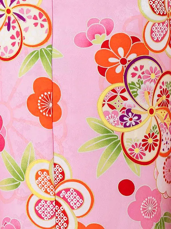 女児７才　小紋　ねじり梅　ピンク