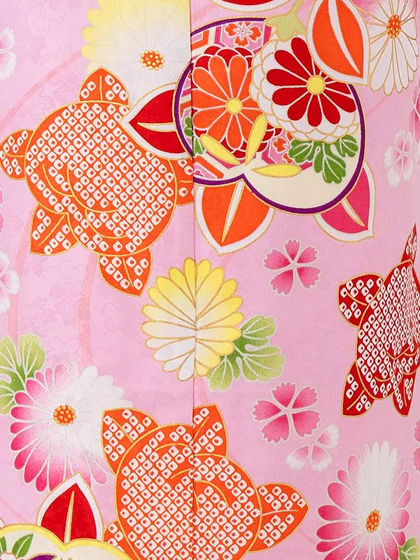 女児７才　小紋　橘　ピンク