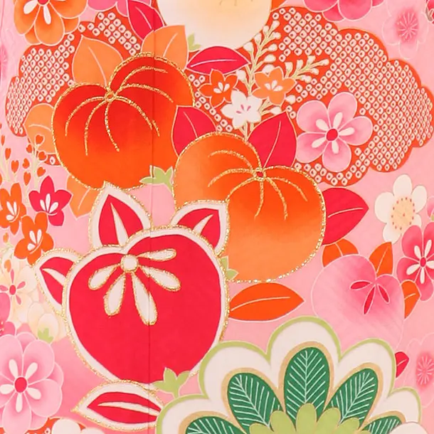 七五三女児七才　正絹絵羽　刺繍　橘　ピンク　