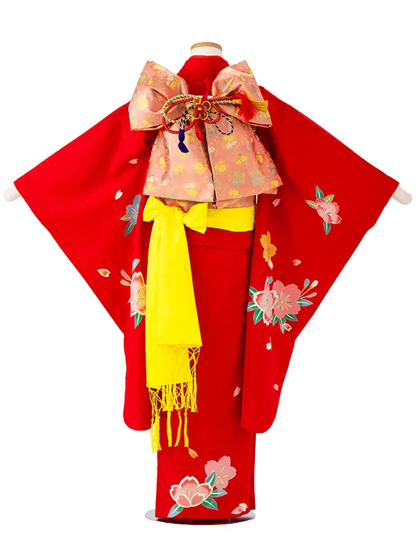 【正絹】【手描友禅】桜　赤