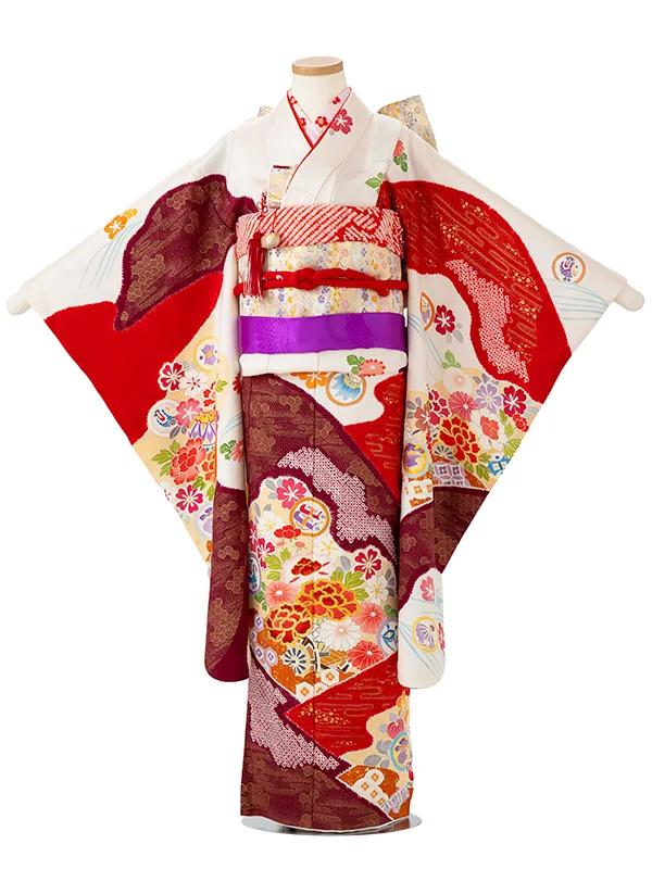 【正絹】【手描友禅】【本絞り】【刺繍】花車　白