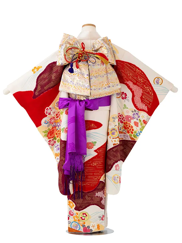 【正絹】【手描友禅】【本絞り】【刺繍】花車　白