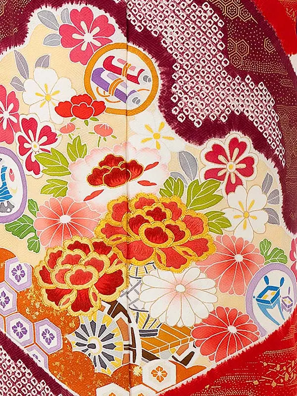 【正絹】【手描友禅】【本絞り】【刺繍】花車　白