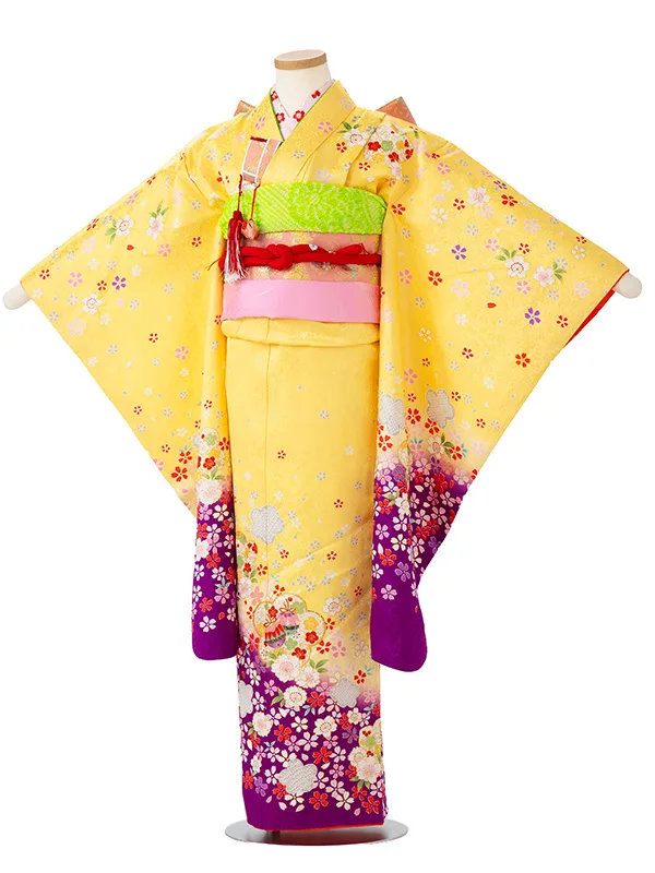 【正絹】【刺?】鈴に小花　クリーム