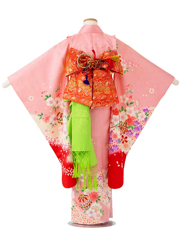 【正絹】まりに小桜　ピンク