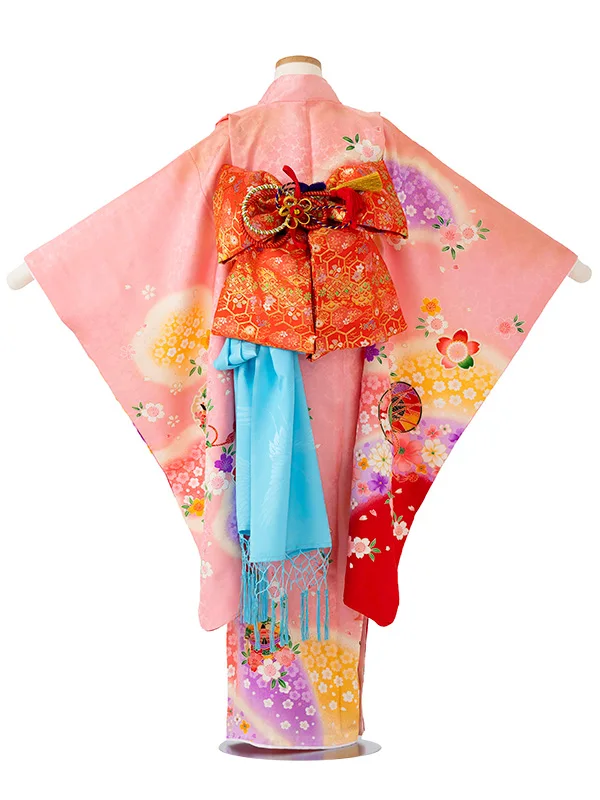 【正絹】鼓に小桜　ピンク