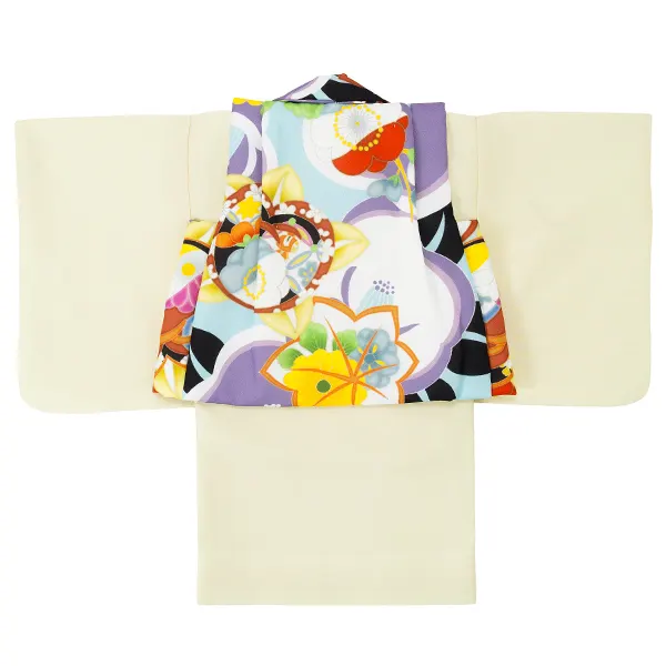 女児ベビー着物　橘　パープル