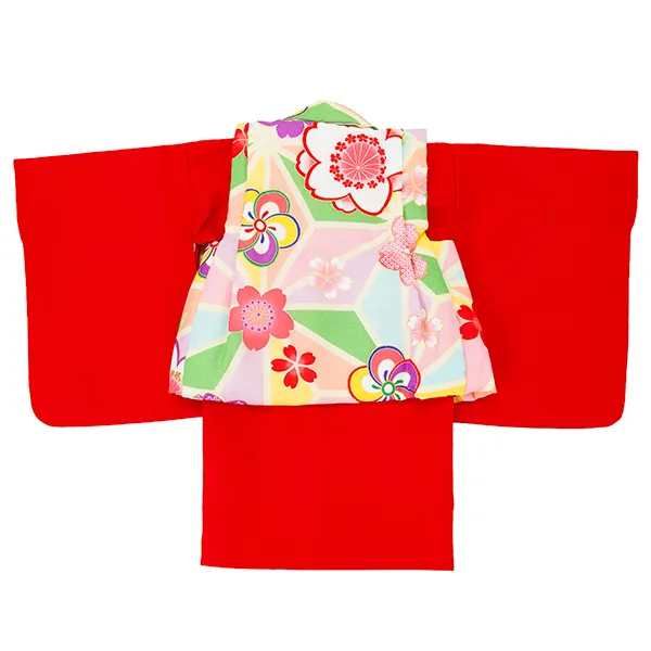 女児ベビー着物　八重桜　ピンク