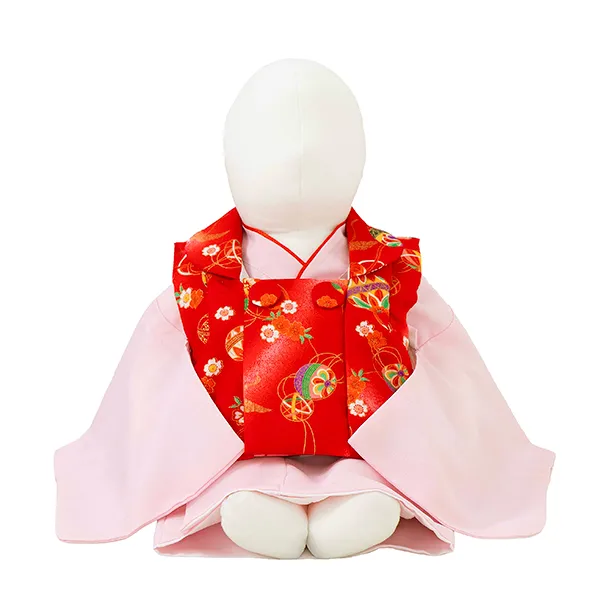 女児ベビー着物　古典　まり　赤