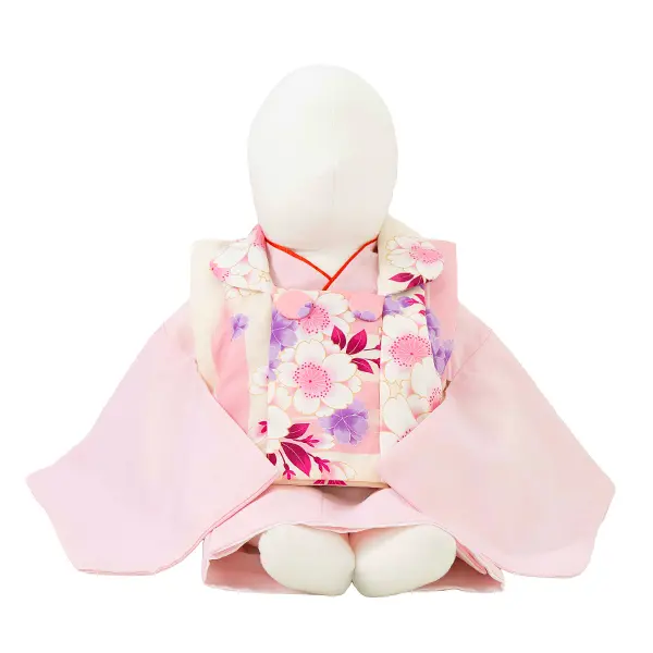 女児ベビー着物　桜矢絣　ピンク