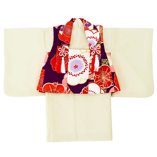 女児ベビー着物　梅　紫