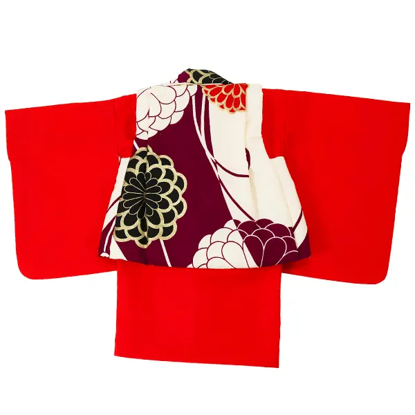 女児ベビー着物　染め分け菊　紫クリーム