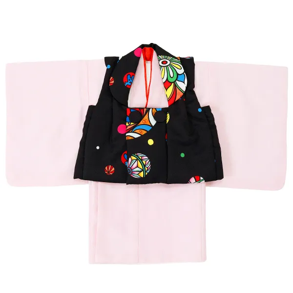 女児ベビー着物　宇宙　黒