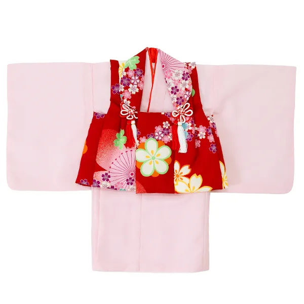 女児ベビー着物　小桜　赤