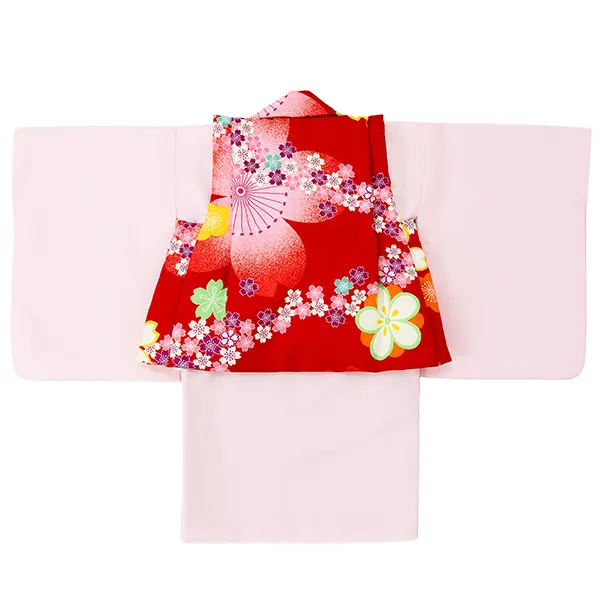 女児ベビー着物　小桜　赤