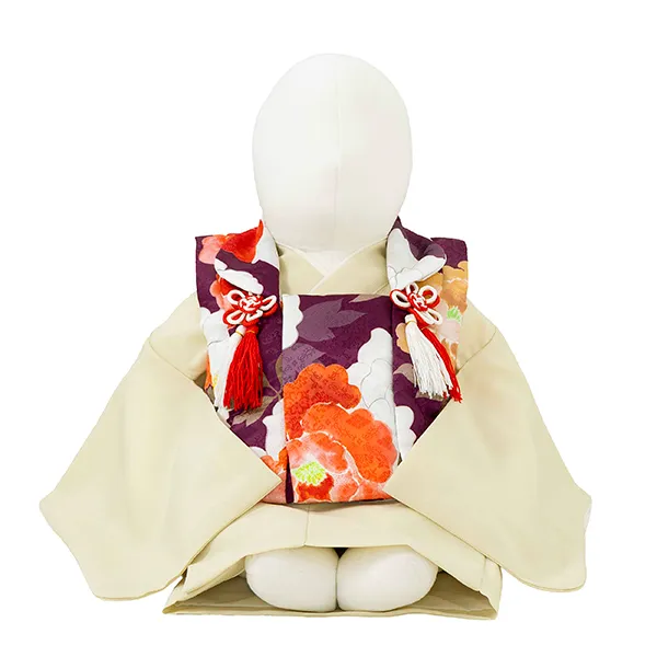 女児ベビー着物　かすれ花　紫
