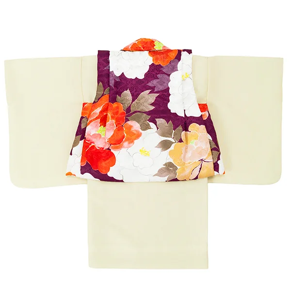 女児ベビー着物　かすれ花　紫