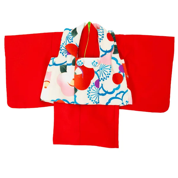 女児ベビー着物　椿　白