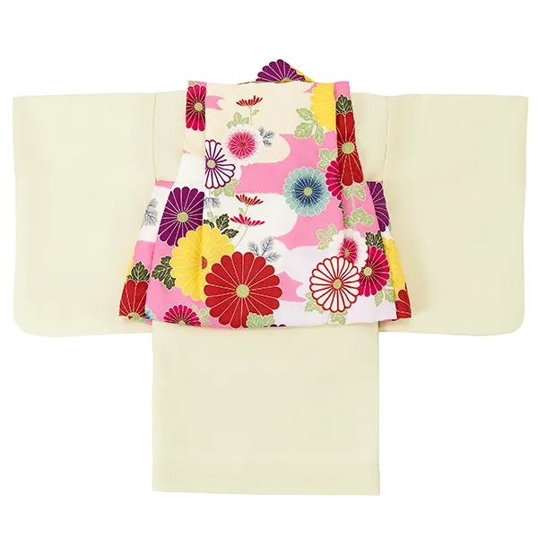 女児ベビー着物　菊　ピンク紫