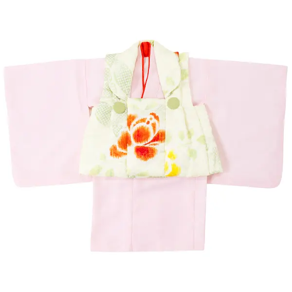 女児ベビー着物　かすれ花　ベージュ