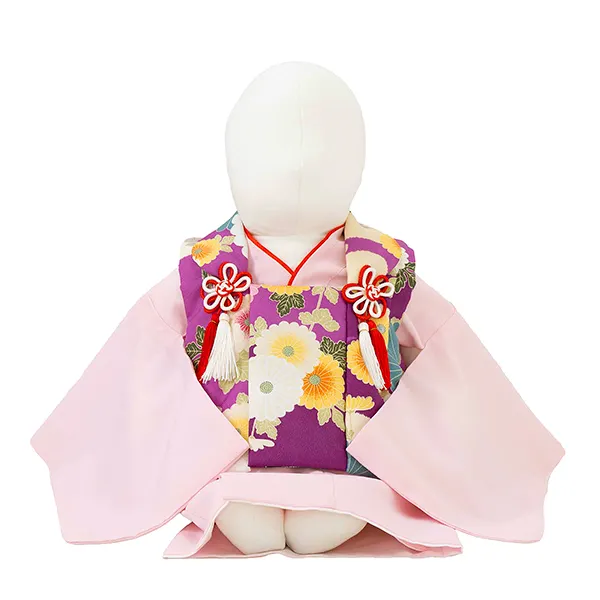女児ベビー着物　菊　パープル