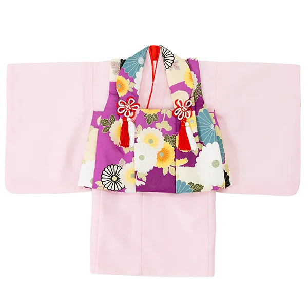 女児ベビー着物　菊　パープル