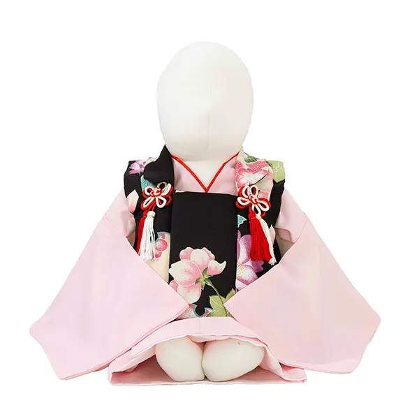 女児ベビー着物　菊　黒