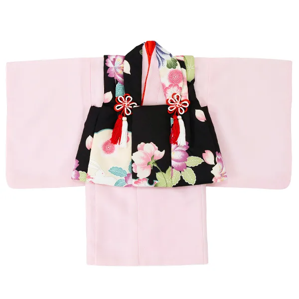 女児ベビー着物　菊　黒