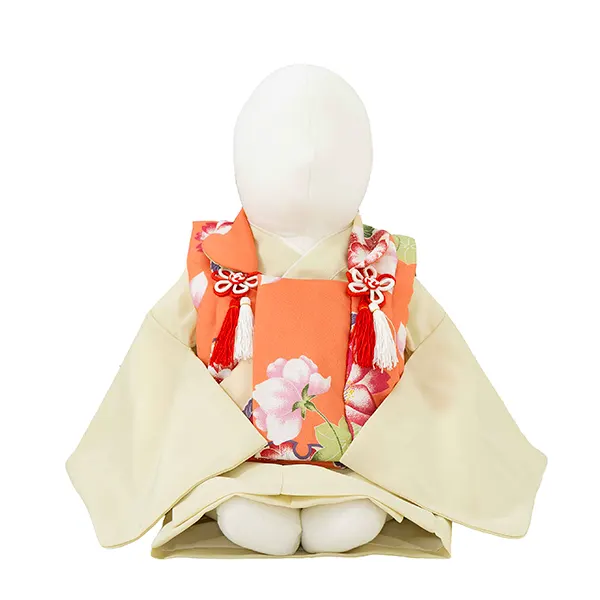 女児ベビー着物　菊　朱色